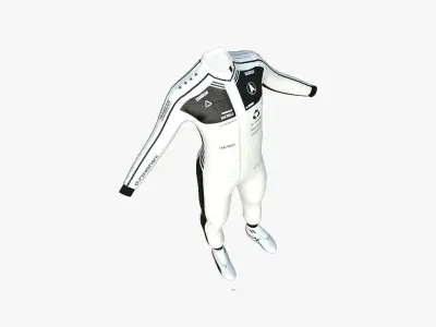 Racing Pilot Uniform A05 White Black - Character Clothing Design Low-poly 3D model