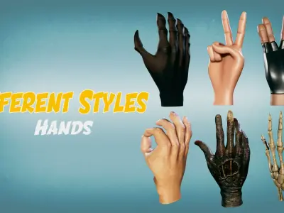 Virtual Reality Hands - Rigged and Animated Low-poly 3D model