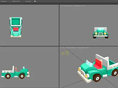 Cartoon green truck toy Low-poly 3D model