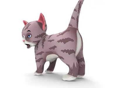 Cartoon Pet Cat Kitten  Low-poly 3D model