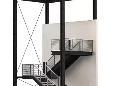 Snowy Factory Staircase 3D model