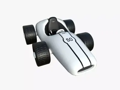Cartoon Kart F08 White - Vehicle Racing Design Low-poly 3D model