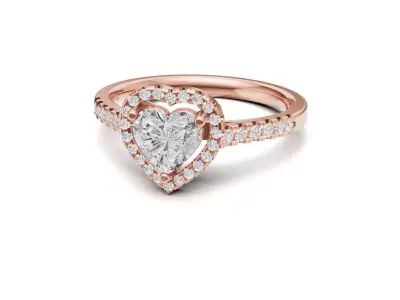 Solitaire Heart Diamond Promise Ring 3D print model