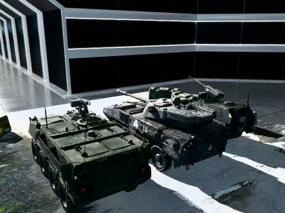 Military Vehicles Pack Tank 2 Armored Cars Game Ready 3D Models Low-poly 3D model