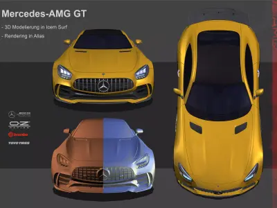 2020 Mercedes-Benz GT- AMG Low-poly 3D model