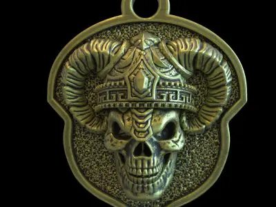  skull  Pendant jewelry Demon vol4  and relief  3D print model