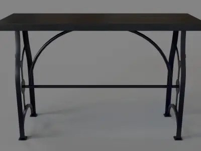 Industrial Metal Brace Sofa Table Black 3D model
