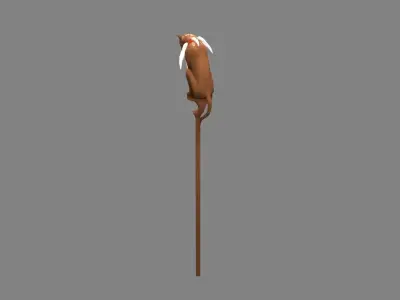 Cartoon leopard wand - wooden panther sculpture Low-poly 3D model