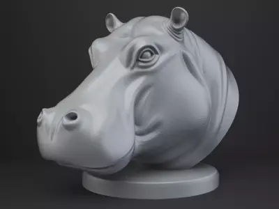 Hippopotamus Bust - Animal Figurine 3D print model