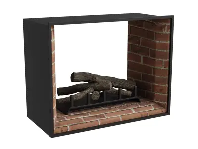 Fire Place With Wood Logs Low-poly 3D model