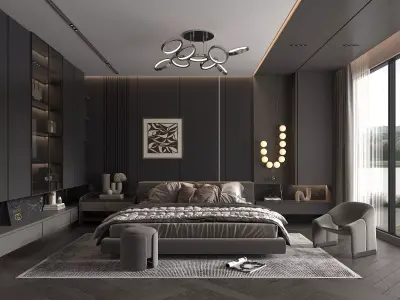 Modern Bedroom Scene 48 3D model