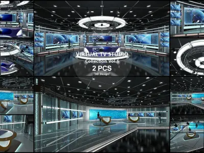 Virtual TV Studio Sets - Collection Vol 6 - 2 PCS DESIGN 3D model