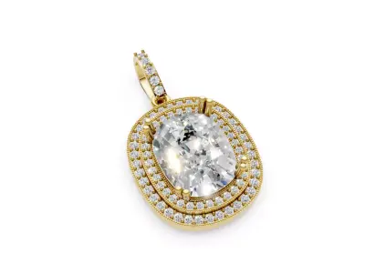 Double halo cushion pendant 3D print model