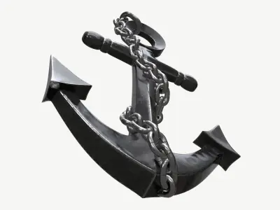 Wall interior decor anchor with chains 3D model