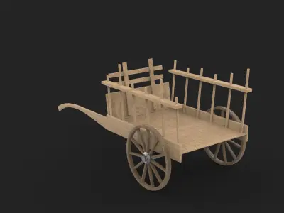 Old wooden cart  3D model