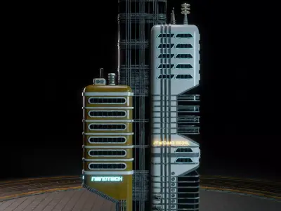 SCIFI ATOMPUNK BUILDING 07 Low-poly 3D model