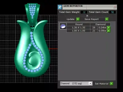 Elegant Teardrop Gold Pendant 3D print model