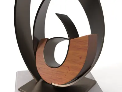 Metal And Wood With Stone Base Sculpture PBR 3D model