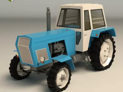 Low Poly Tractor 02 Low-poly 3D model
