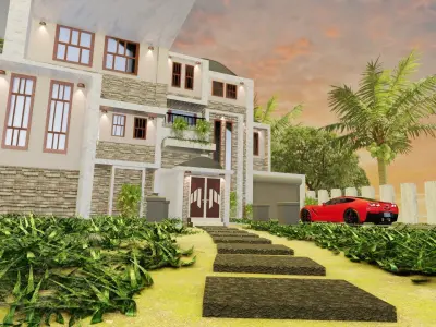 modern house  Low-poly 3D model