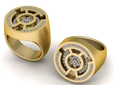 Men Diamond Cluster Ring 3D Printable Model Free 3D print model
