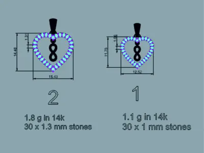HEART INFINITY PENDANT LOVE SIGN - Diamonds Valentines Day 3D print model