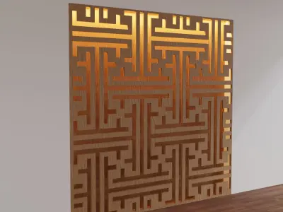 Decorative Wooden Wall Model 7 Low-poly 3D model