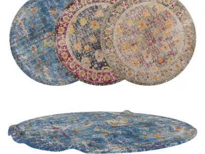 Round Rug Set 114 3D model