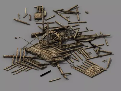 Game Elf Mountain - Broken - Chariot 02 3D model