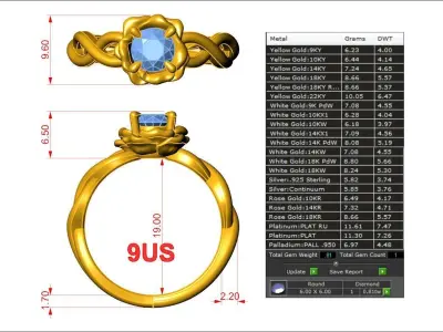 Rose Vine Twist Ring  3D print model