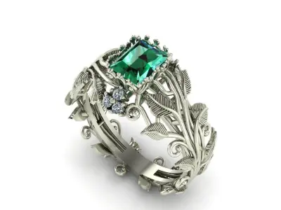 Ai Concept leaves ring 3D print model