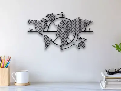 World Map Wall Art 3D print model