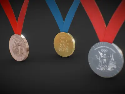 Official Paris 2024 Summer Olympics Medals Low-poly 3D model