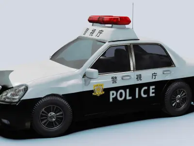 Japanese Police Vehicle Low-poly 3D model