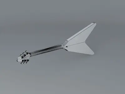 Michael Schenker's Black and white flying V guitar Free 3D model