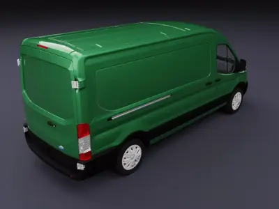 Transit Van Long Truck Green 3D model