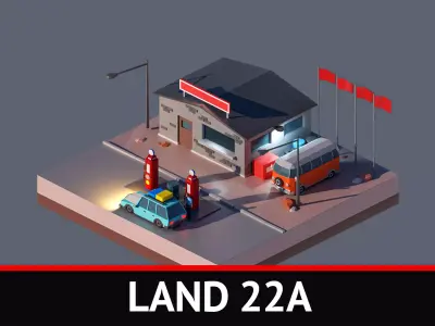 land 22A Low-poly 3D model