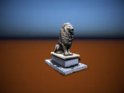 Lion Sculpture Low-poly 3D model Low-poly 3D model