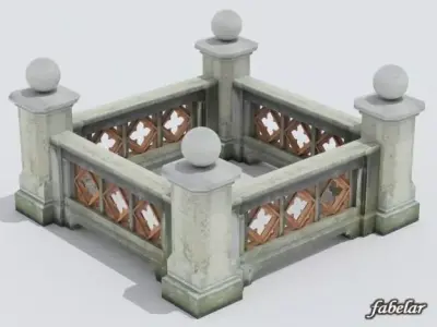 Balustrade stone railing 3D model