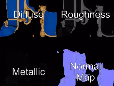 Royal Blue Chaise model pack Low-poly 3D model