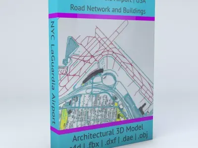 New York LaGuardia LGA Airport Roads and Buildings 3D model