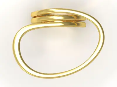 Modern knot design ring with yellow gold model gr0102 3D print model