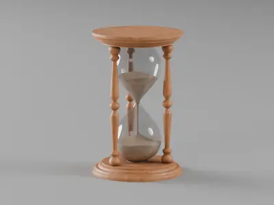 Vintage wooden houglass Low-poly 3D model