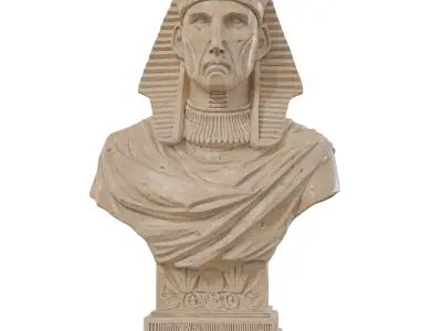 Ancient Egyptian Pharaoh Statue - Weathered Stone Bust 3D Model 3D model