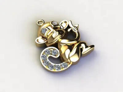 Monkey pendant jewelry  3D model