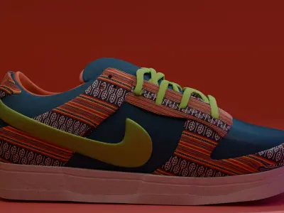 Realistic 3D Sport Sneaker with Black and Red Low-poly 3D model