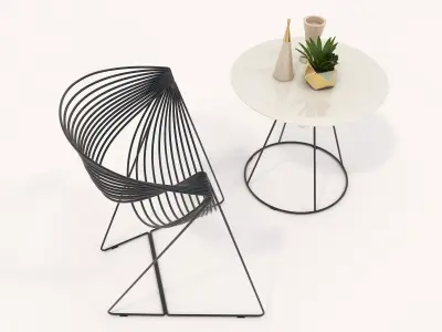 Modern Coffee Table and Chair 3 3D model