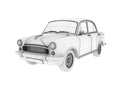 Hindustan Motors Ambasador Taxi Low-poly 3D model