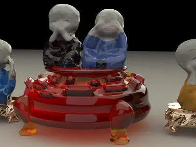 Chinese monk kids Low-poly 3D model