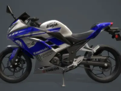 Kawasaki Ninja 300 motorcycle  Low-poly 3D model